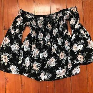 Torrid Off Shoulder Floral Bell Sleeve Top